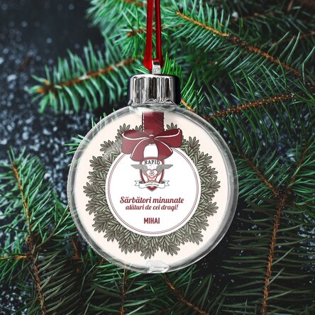 Glob FC Rapid personalizat cu text - Ghirlandă de Crăciun