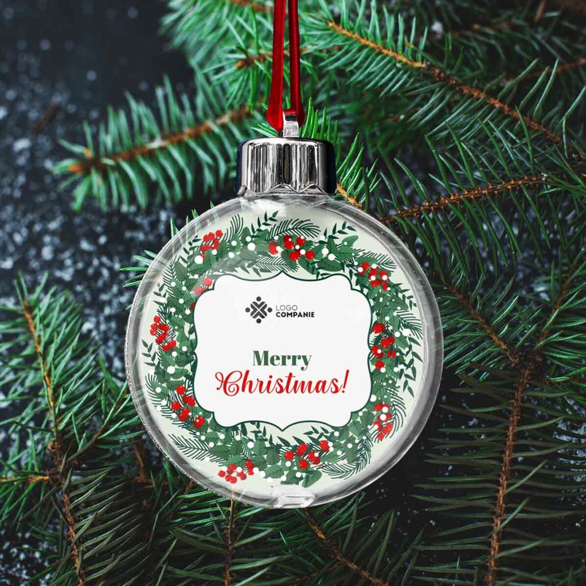 Glob personalizat cu logo și mesaj - Merry Christmas!