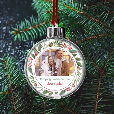Glob personalizat cu mesaj și o poză - Perechea perfectă de Crăciun