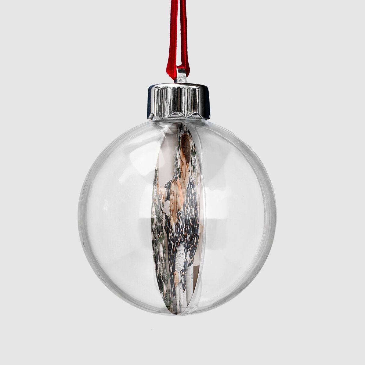 Glob transparent personalizat față-verso cu două fotografii