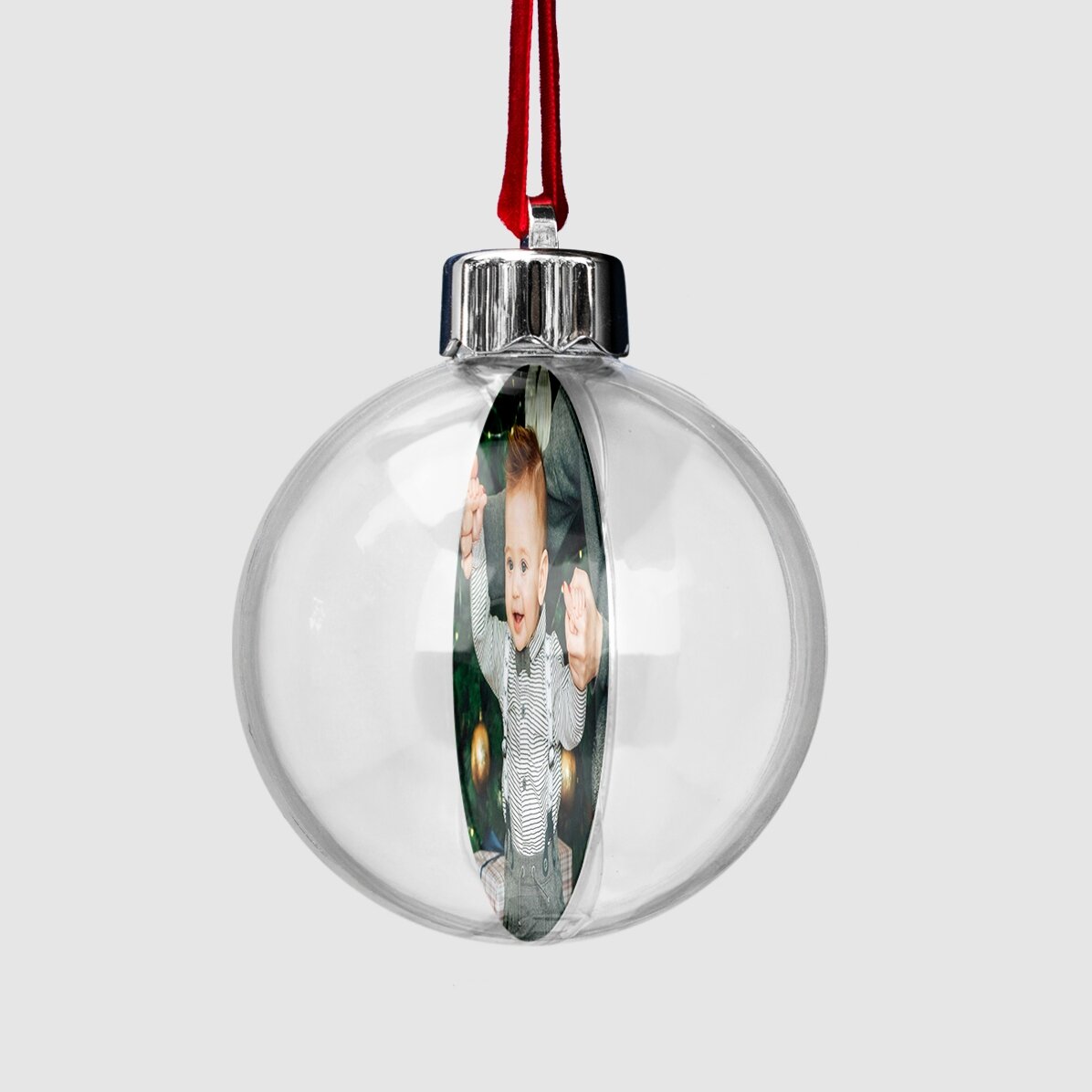 Glob transparent personalizat față-verso cu o fotografie și mesaj pentru copii