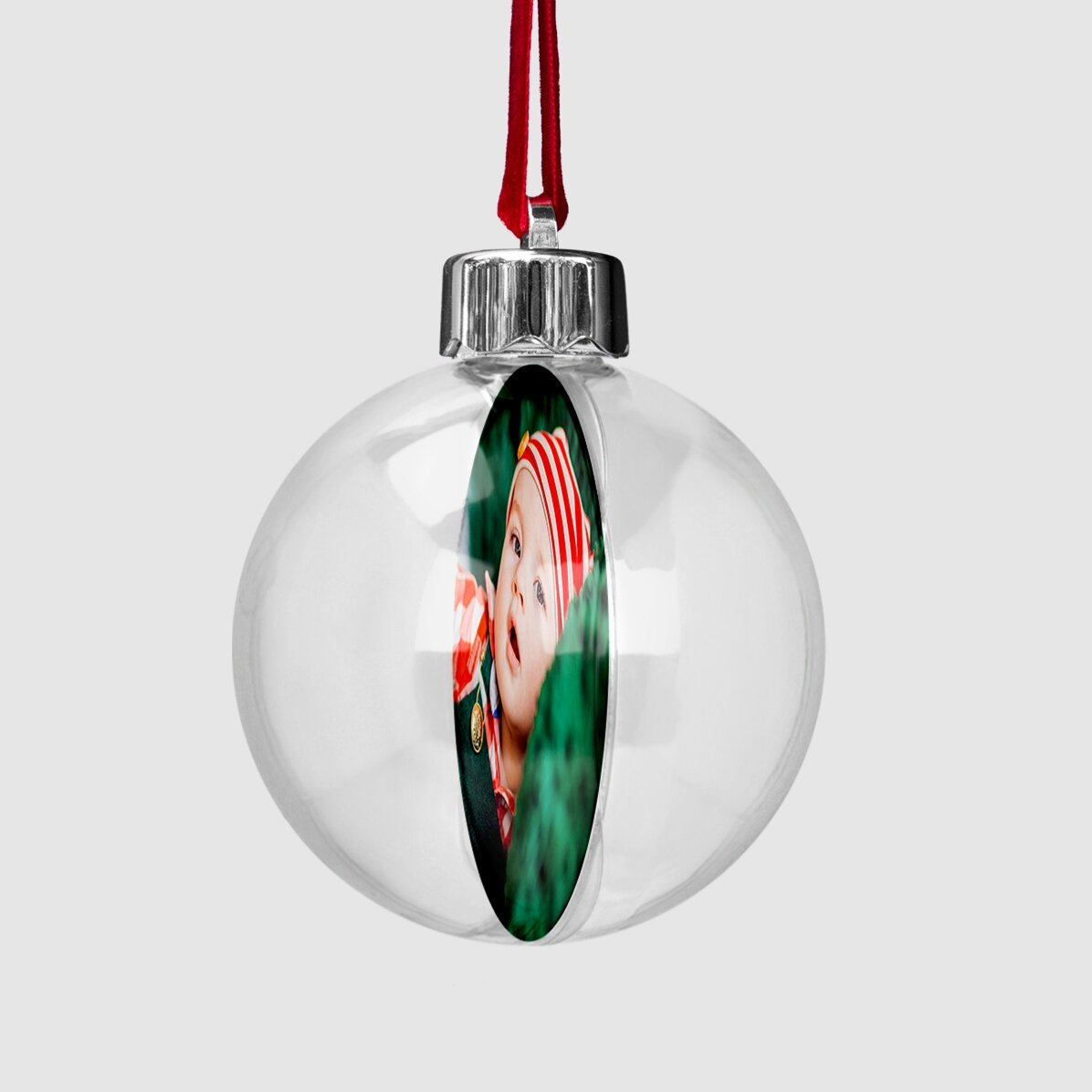 Glob transparent personalizat față-verso cu o fotografie și mesaj