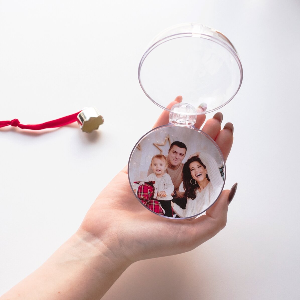 Glob transparent personalizat față-verso cu o fotografie și mesaj