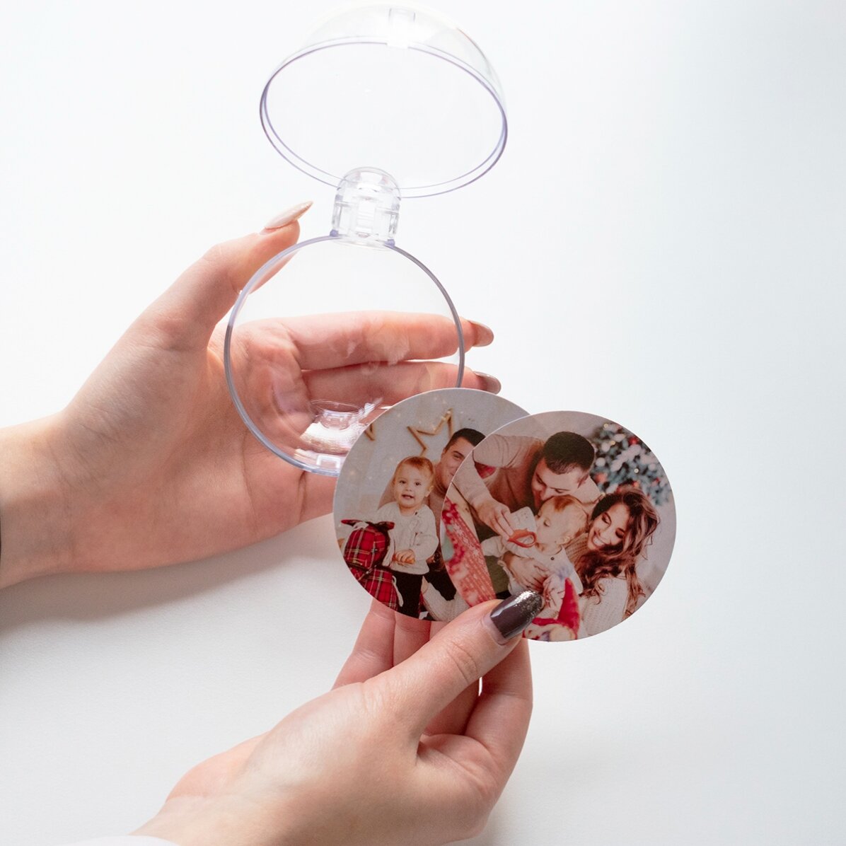 Glob transparent personalizat față-verso cu o fotografie și mesaj