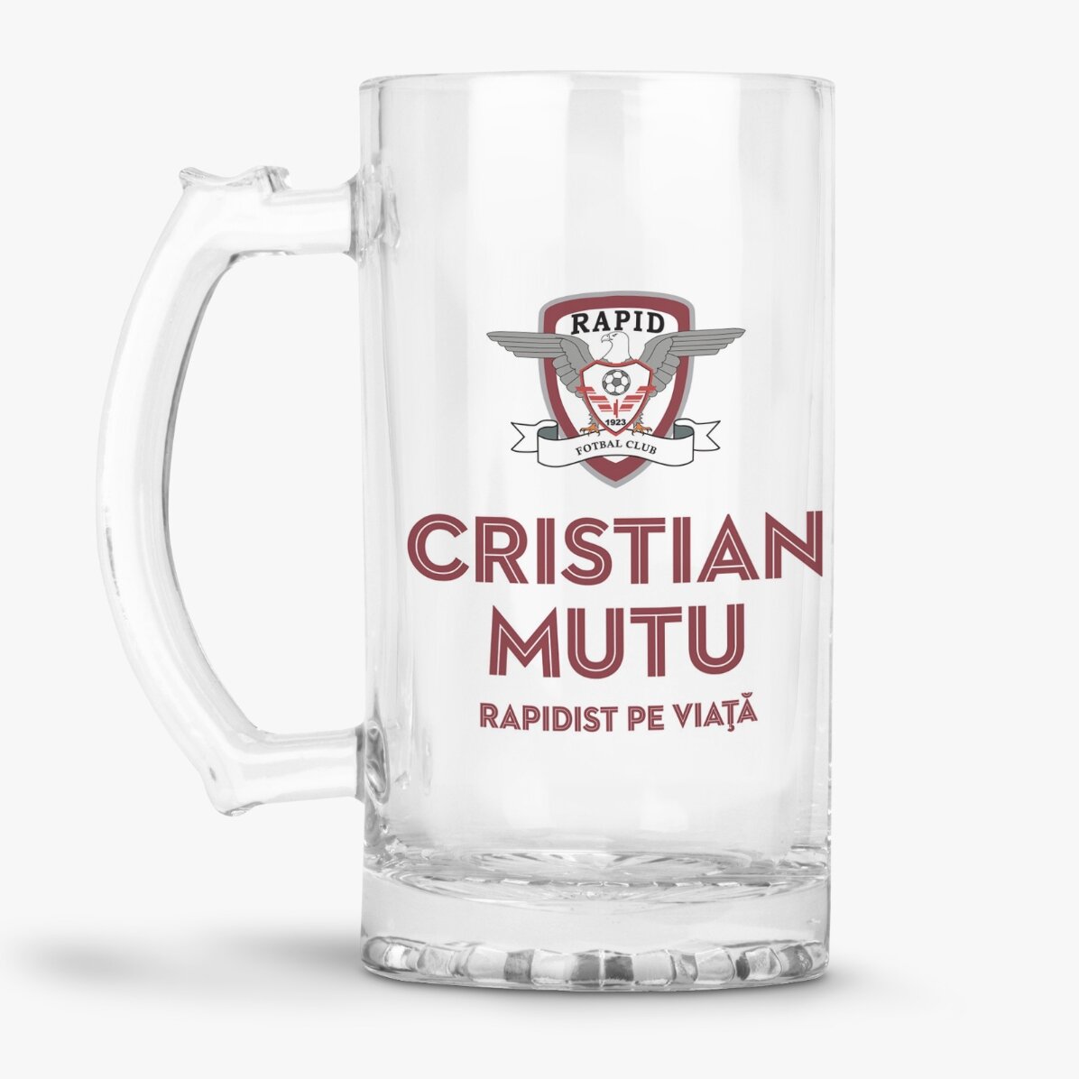 Halbă de bere FC Rapid 1923 personalizată cu nume - Rapidist pe vecie