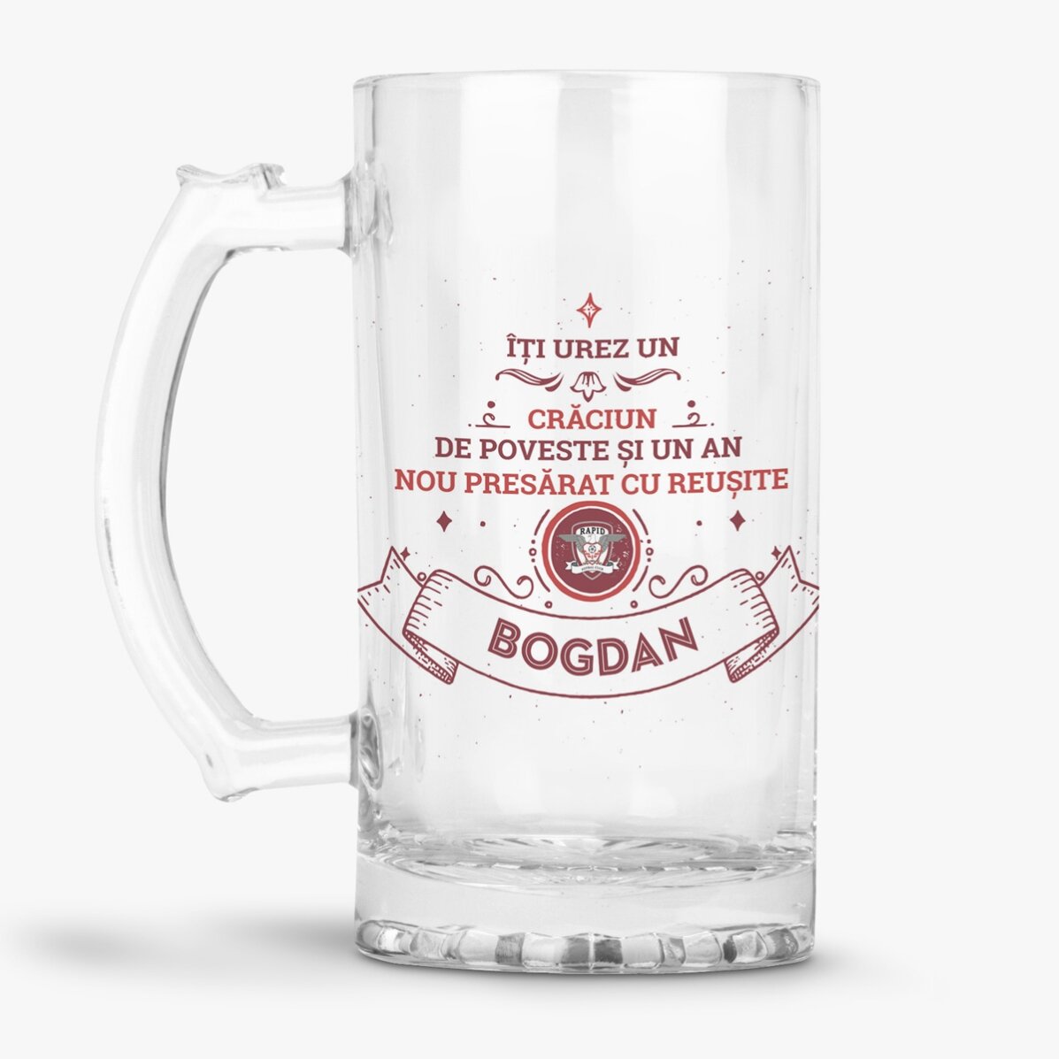 Halbă de bere FC Rapid personalizată cu text - Vintage Christmas