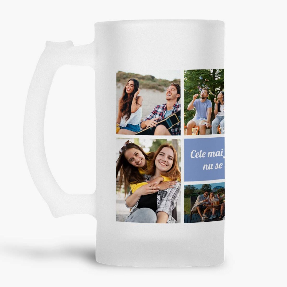 Halbă de bere personalizată cu 7 poze și mesaj