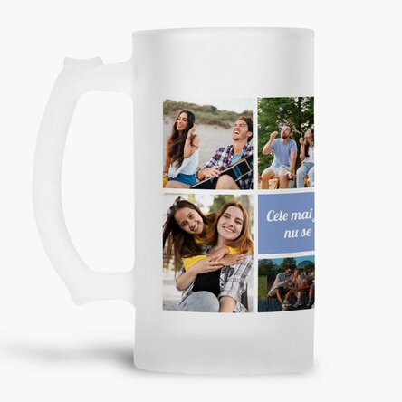 Halbă de bere personalizată cu 7 poze și mesaj