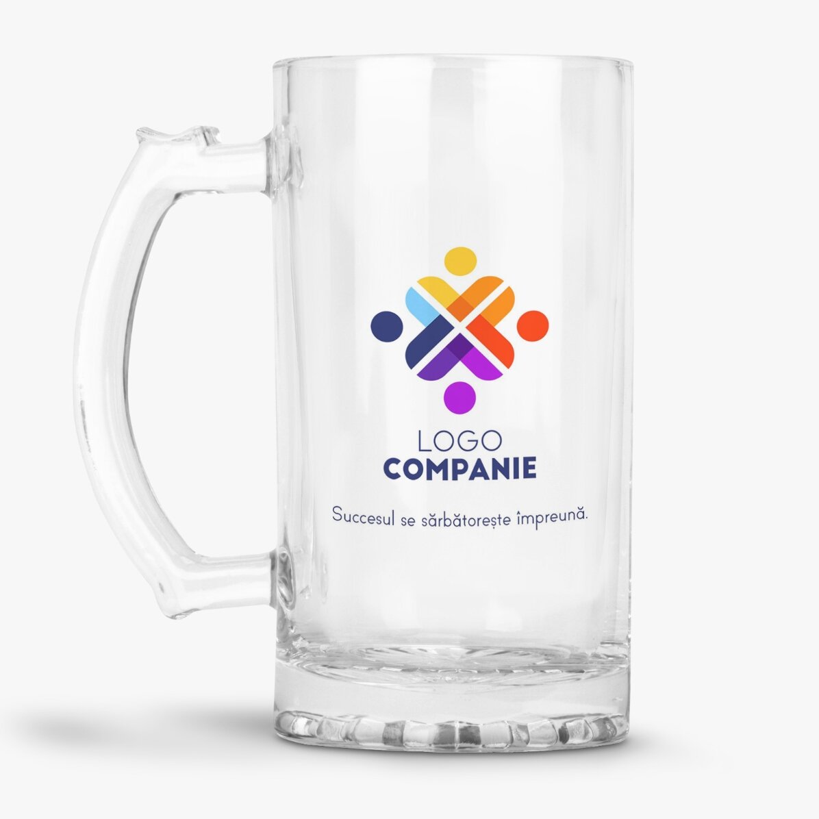 Halbă de bere personalizată cu logo și text