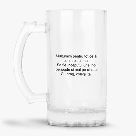 Halbă de bere personalizată cu mesaj 