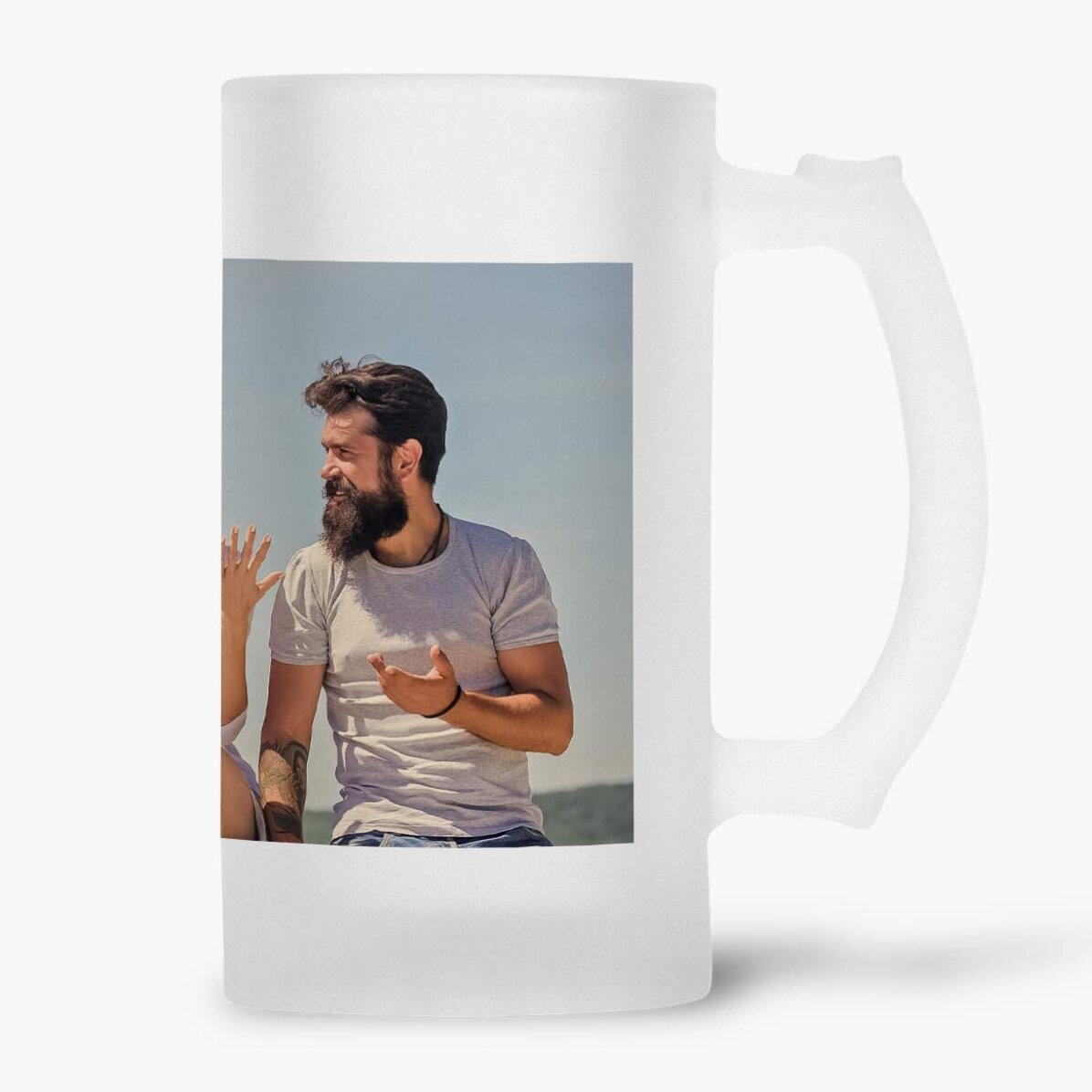 Halbă de bere personalizată cu o poză