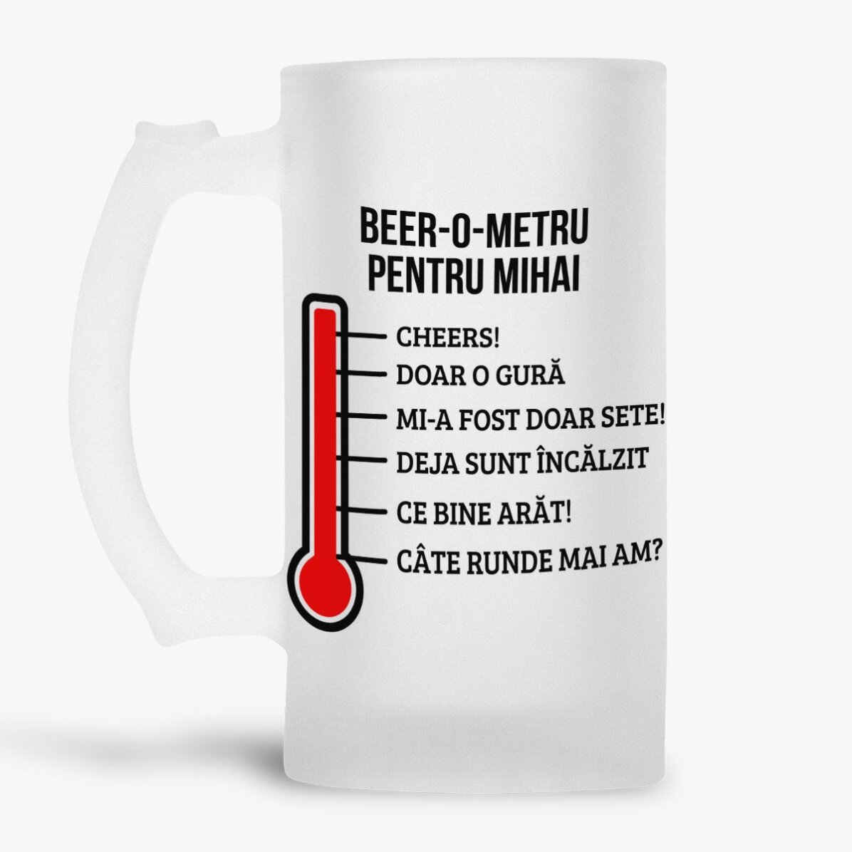 Halbă de bere personalizată cu text - Beer-o-meter