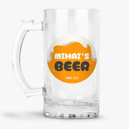 Halbă de bere personalizată cu text - BEER