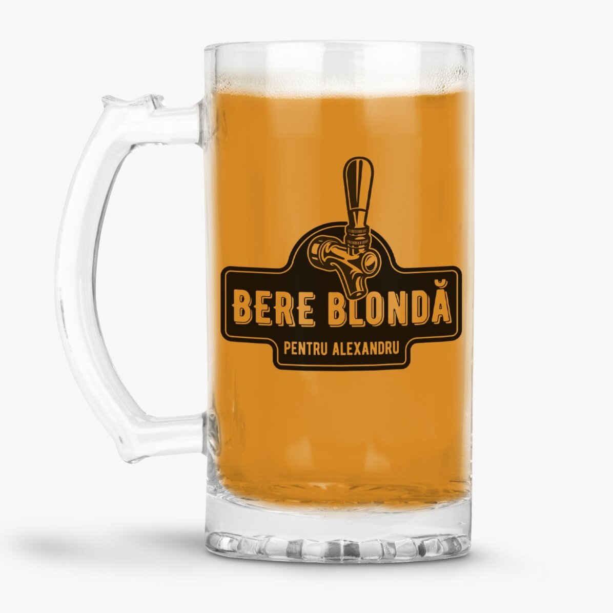 Halbă de bere personalizată cu text - Bere blondă