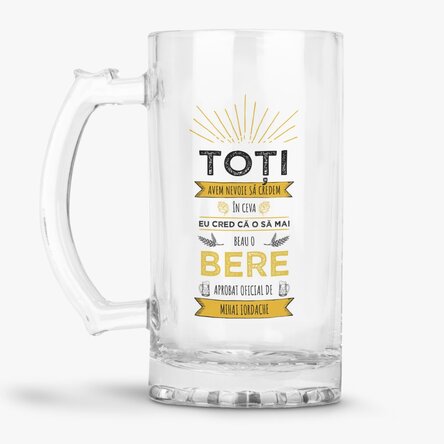 Halbă de bere personalizată cu text - Cred că o să mai beau o bere