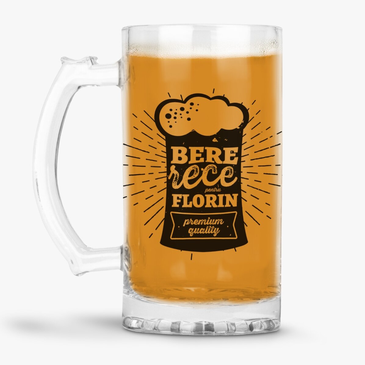Personalised beer mug with text for beer enthusiasts