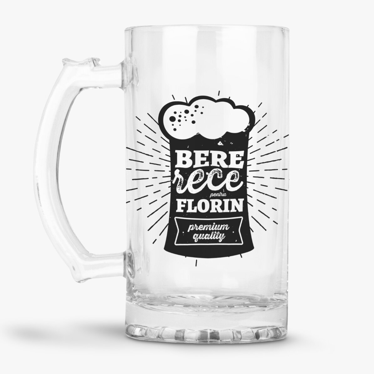 Personalised beer mug with text for beer enthusiasts