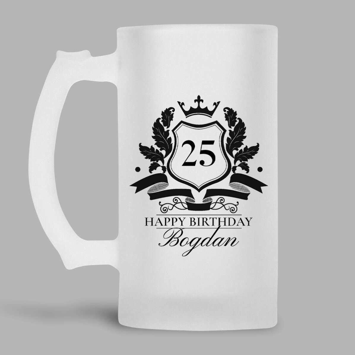 Halbă de bere personalizată cu text - Royalty