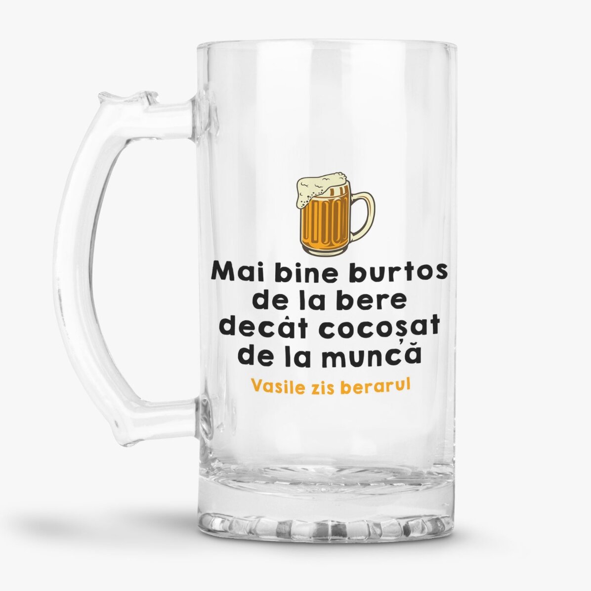 Personalised beer mug with text
