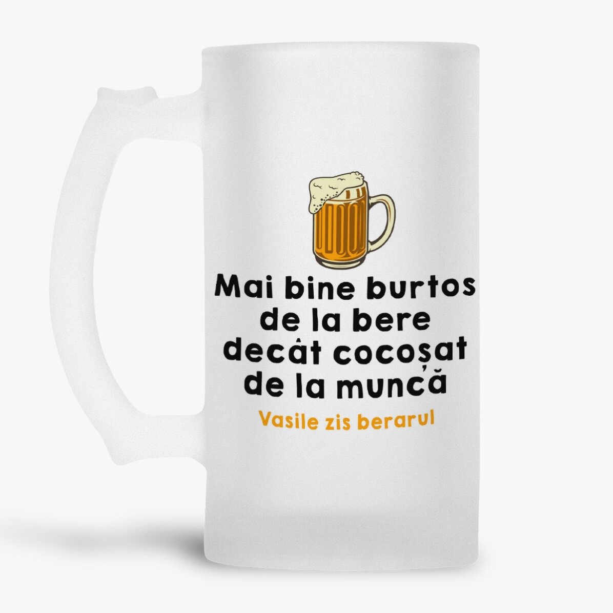Personalised beer mug with text