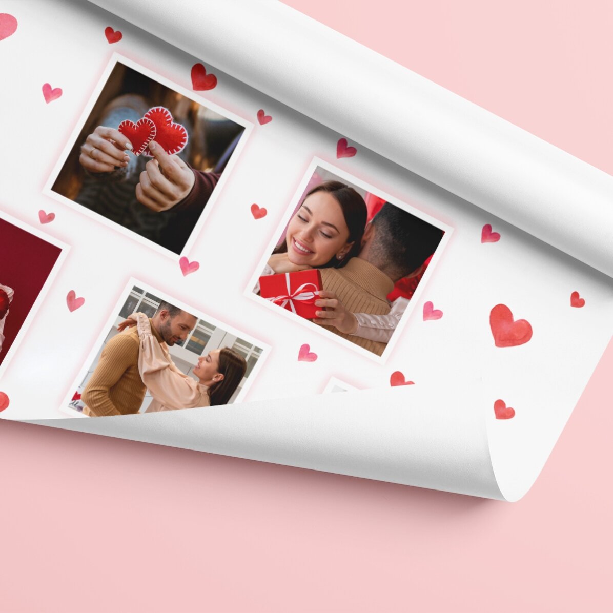 Hârtie de împachetat cadouri personalizată cu 10 poze și mesaj - Love