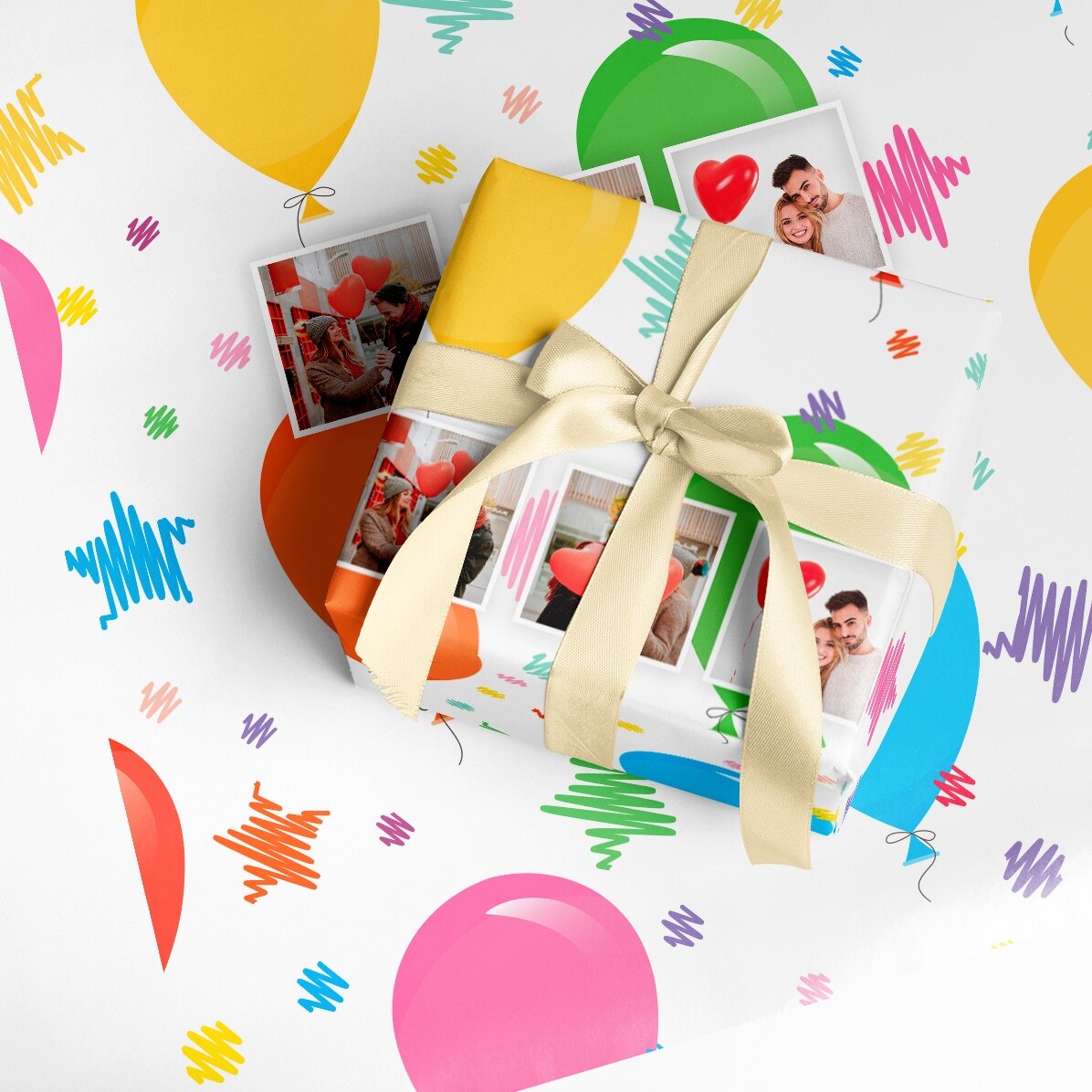 Hârtie de împachetat cadouri personalizată cu 3 poze