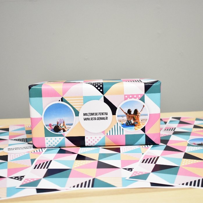 Hârtie de împachetat cadouri personalizată cu 2 poze și text