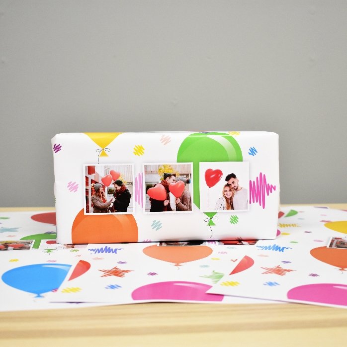Hârtie de împachetat cadouri personalizată cu 3 poze
