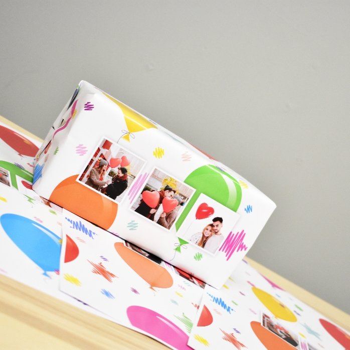 Hârtie de împachetat cadouri personalizată cu 3 poze
