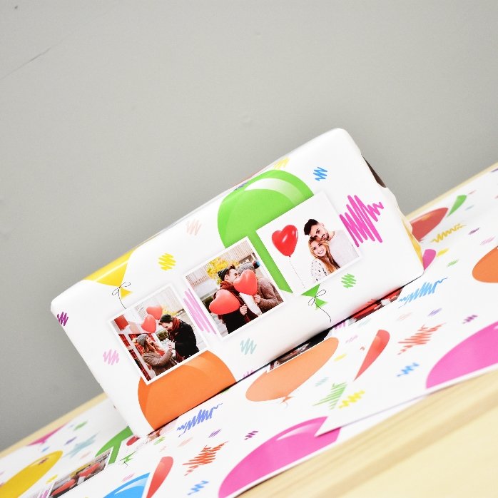 Hârtie de împachetat cadouri personalizată cu 3 poze