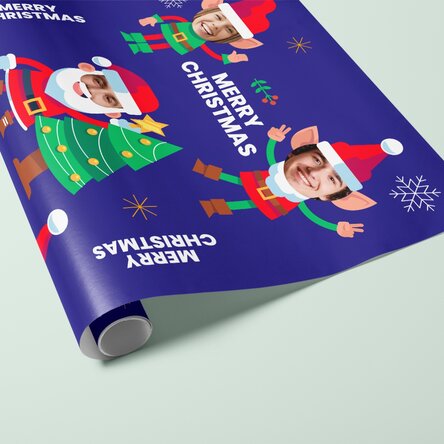 Hârtie de împachetat cadouri personalizată cu 5 poze - Funny Christmas