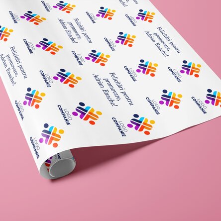 Hârtie de împachetat cadouri personalizată cu logo și mesaj