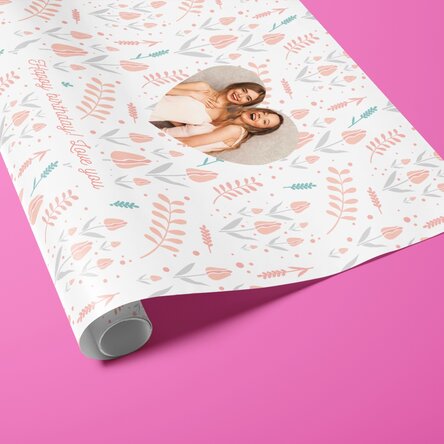 Hârtie de împachetat cadouri personalizată cu o poză și text - Spring