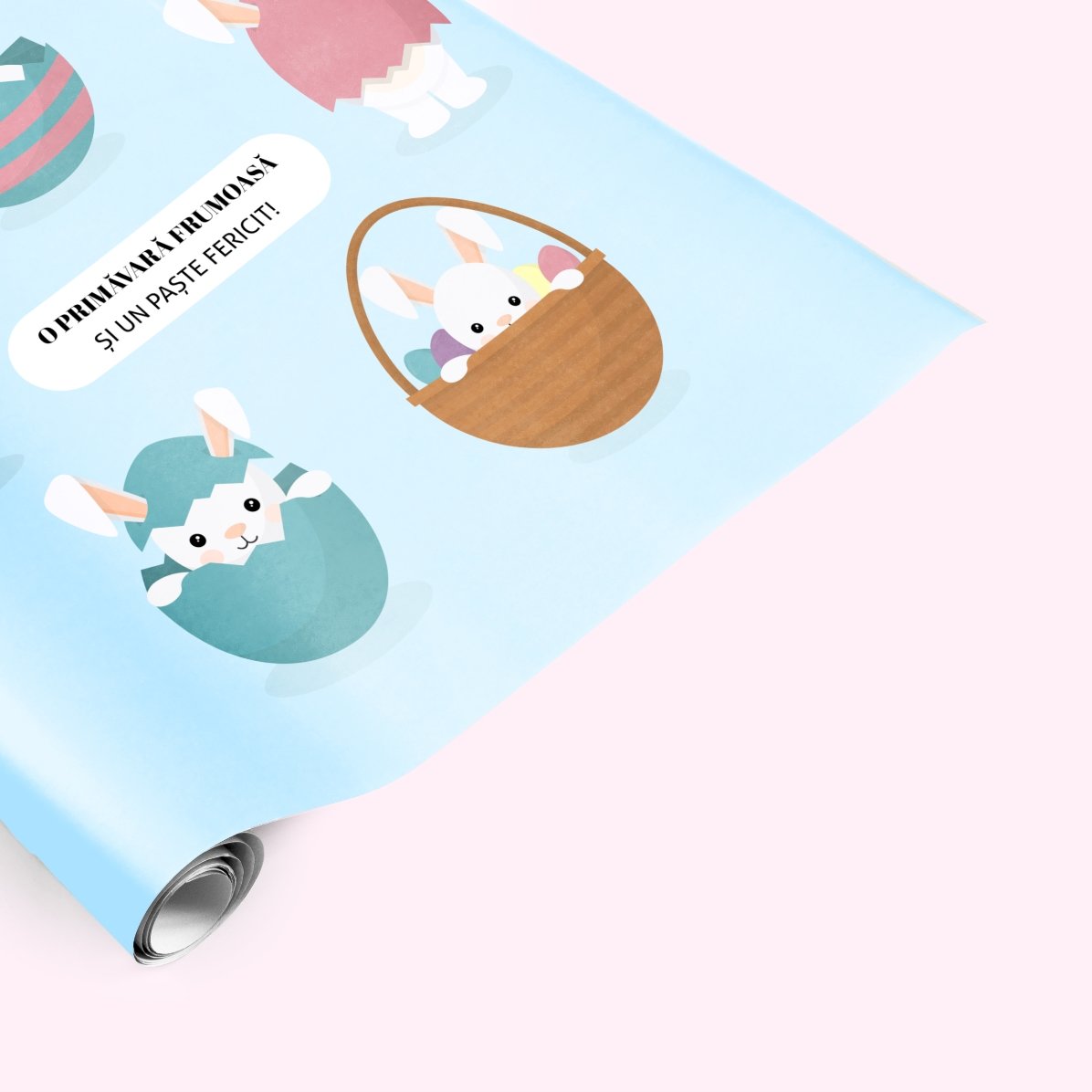 Hârtie de împachetat cadouri personalizată cu și text - Iepurași