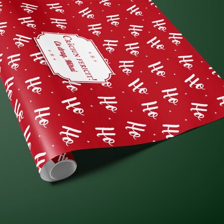 Hârtie de împachetat cadouri personalizată cu text în chenar - HoHoHo