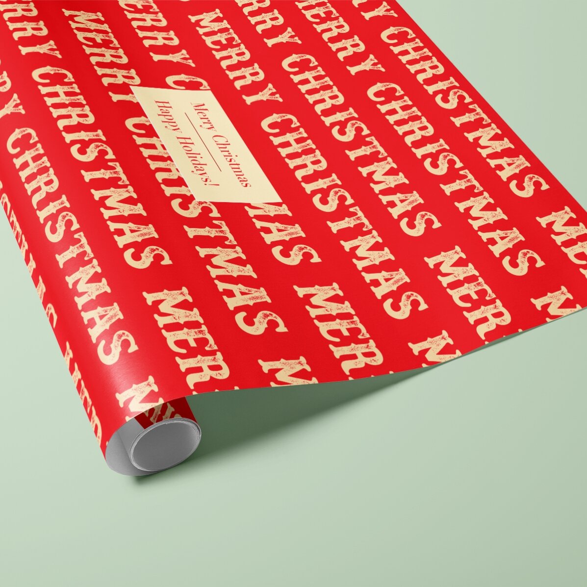 Hârtie de împachetat cadouri personalizată cu text în chenar - Merry Christmas