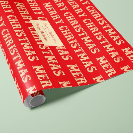 Hârtie de împachetat cadouri personalizată cu text în chenar - Merry Christmas