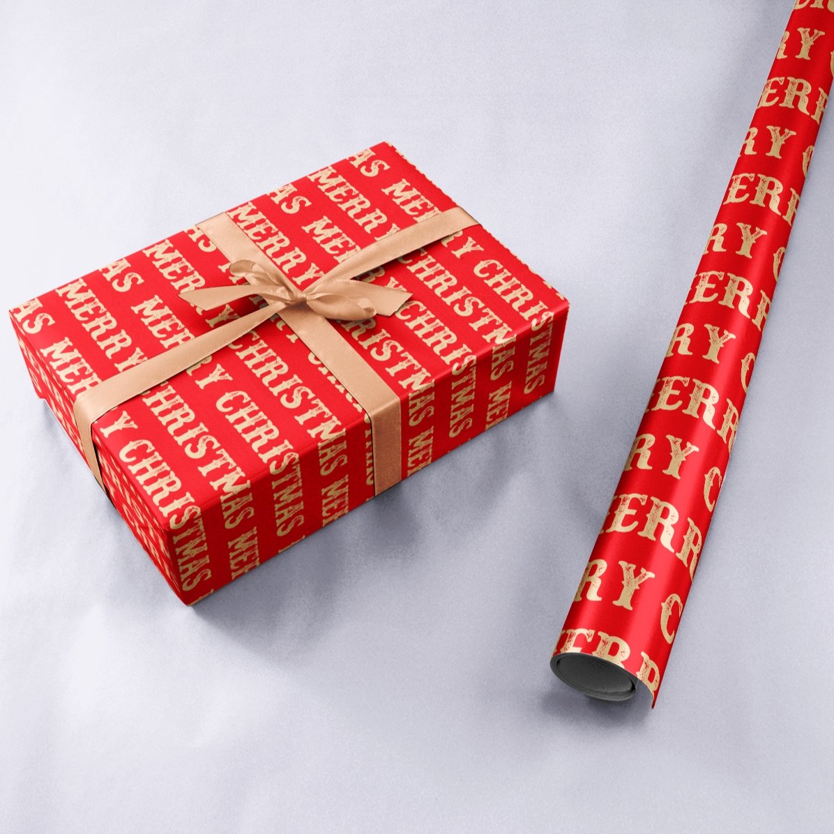 Hârtie de împachetat cadouri personalizată cu text în chenar - Merry Christmas