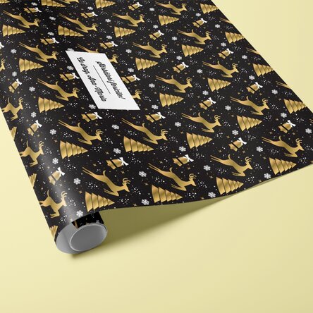 Hârtie de împachetat cadouri personalizată cu text în chenar - model Crăciun