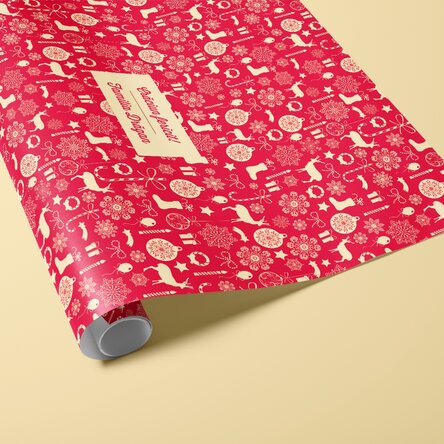 Hârtie de împachetat cadouri personalizată cu text în chenar - Reni