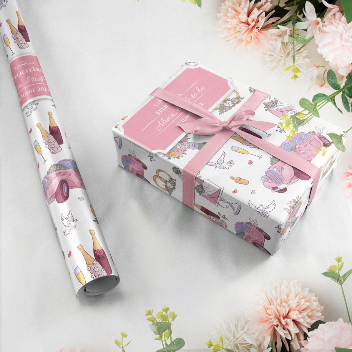 Hârtie de împachetat cadouri personalizată cu text - Wedding