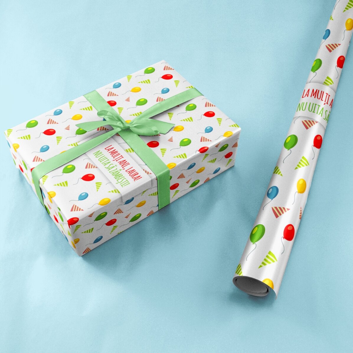 Hârtie de împachetat cadouri personalizată - model aniversar