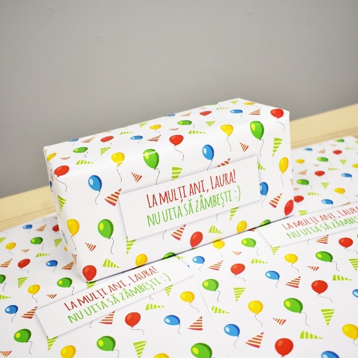 Hârtie de împachetat cadouri personalizată - model aniversar