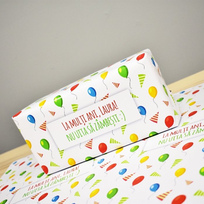 Hârtie de împachetat cadouri personalizată - model aniversar
