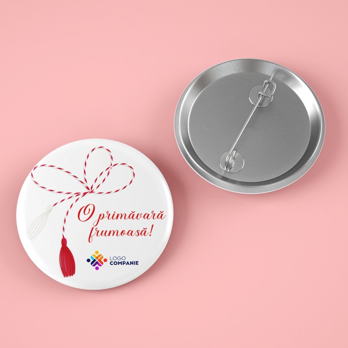 Insignă personalizată cu logo și mesaj - Mărțișor