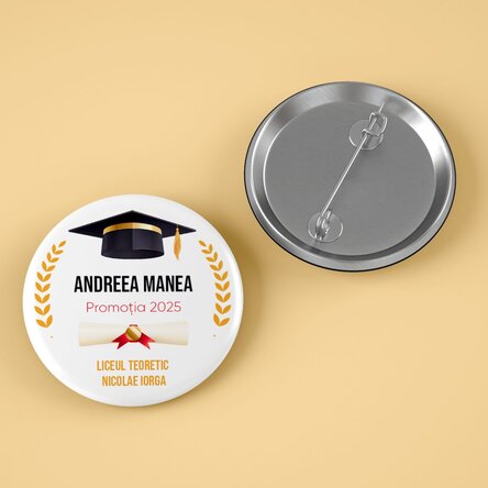 Insignă personalizată cu mesaj - Absolvent
