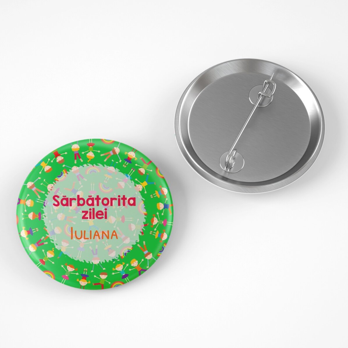 Insignă personalizată cu mesaj pentru copii - Copii veseli