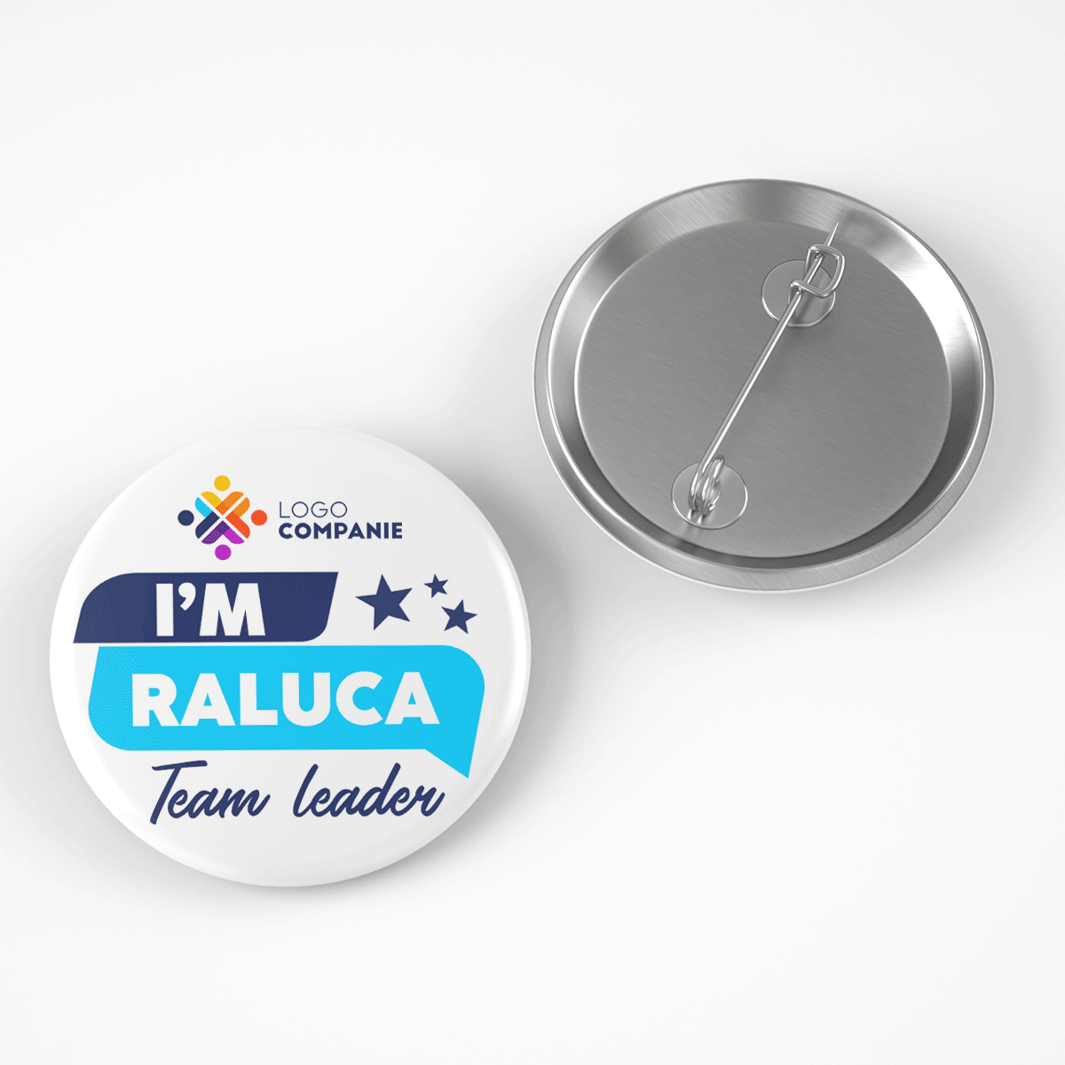 Personalised badge with message and logo - Team