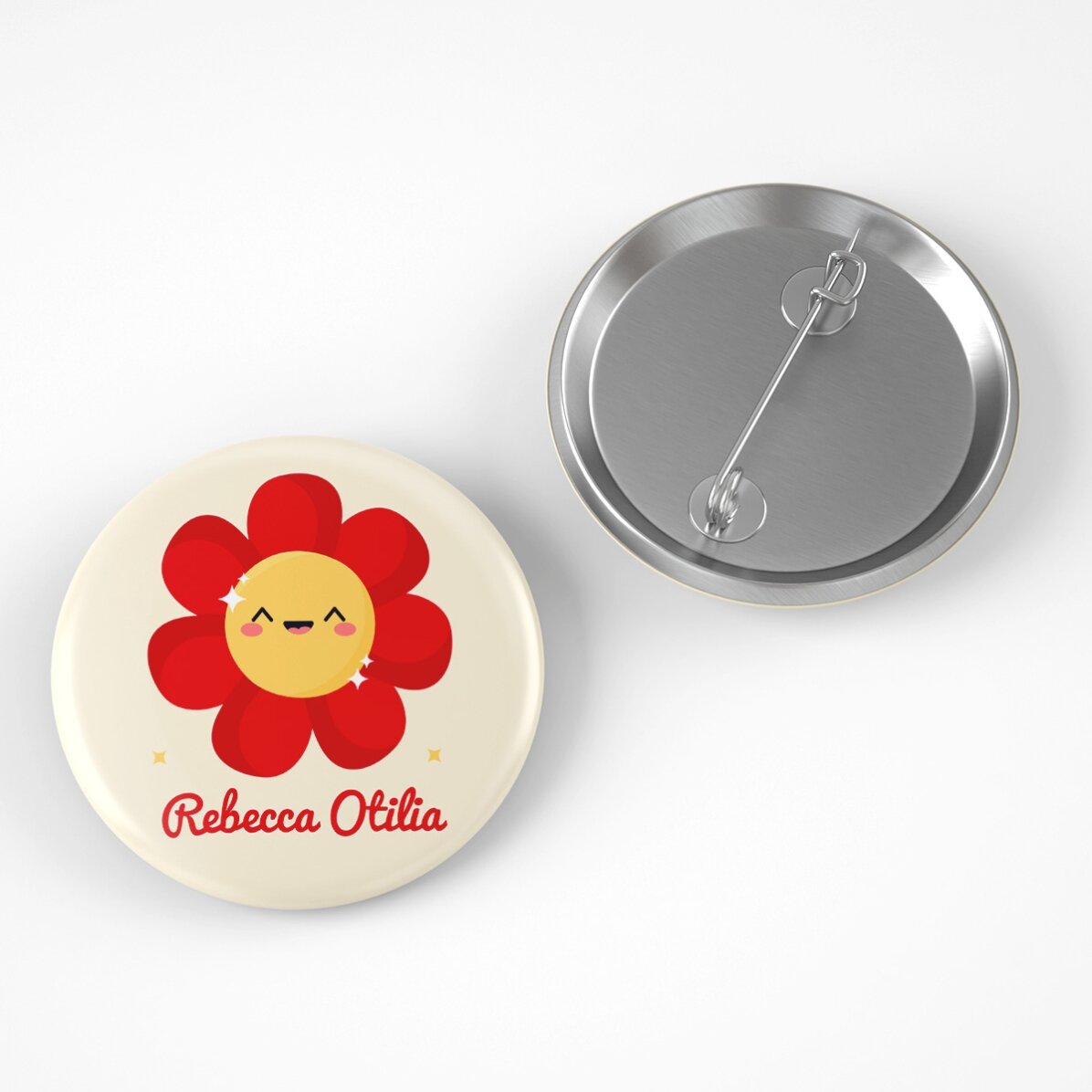 Insignă personalizată cu nume - Model floare colorată