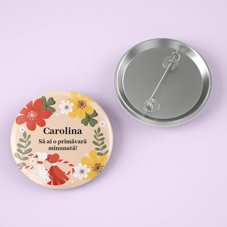 Personalised badge with name and text